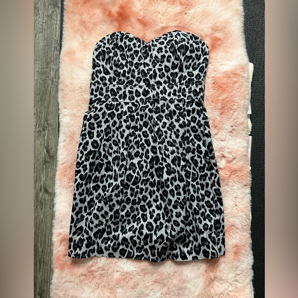Animal-Print Strapless Dress Small